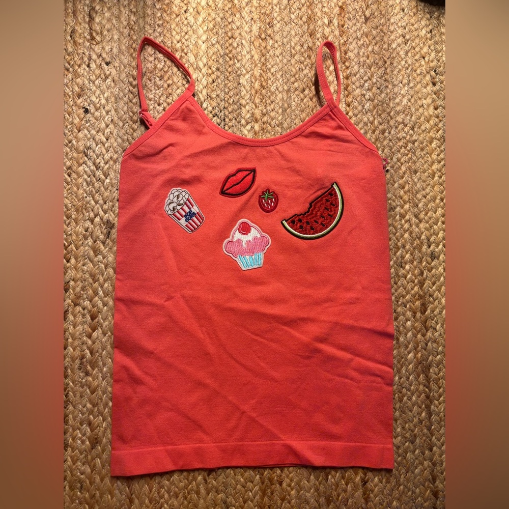 Red Tank Top with Fun Patches
